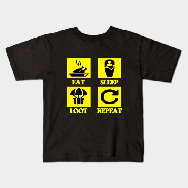 PUBG - Eat sleep loot repeat - Chicken winner Kids T-Shirt by chrisioa